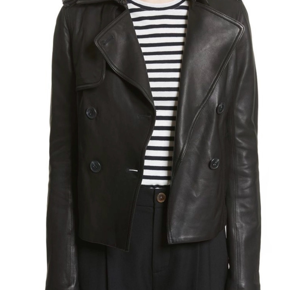 NWT Vince Crop Leather Trench Coat XS Lamb Leather